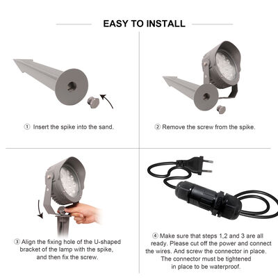 LED ガーデンスポットライト 12W 24W 36W 内蔵 DMX512 ドライバー DC24V RGB3in1 ブラック アルミランプ ボディ アルミ 樹木照明用